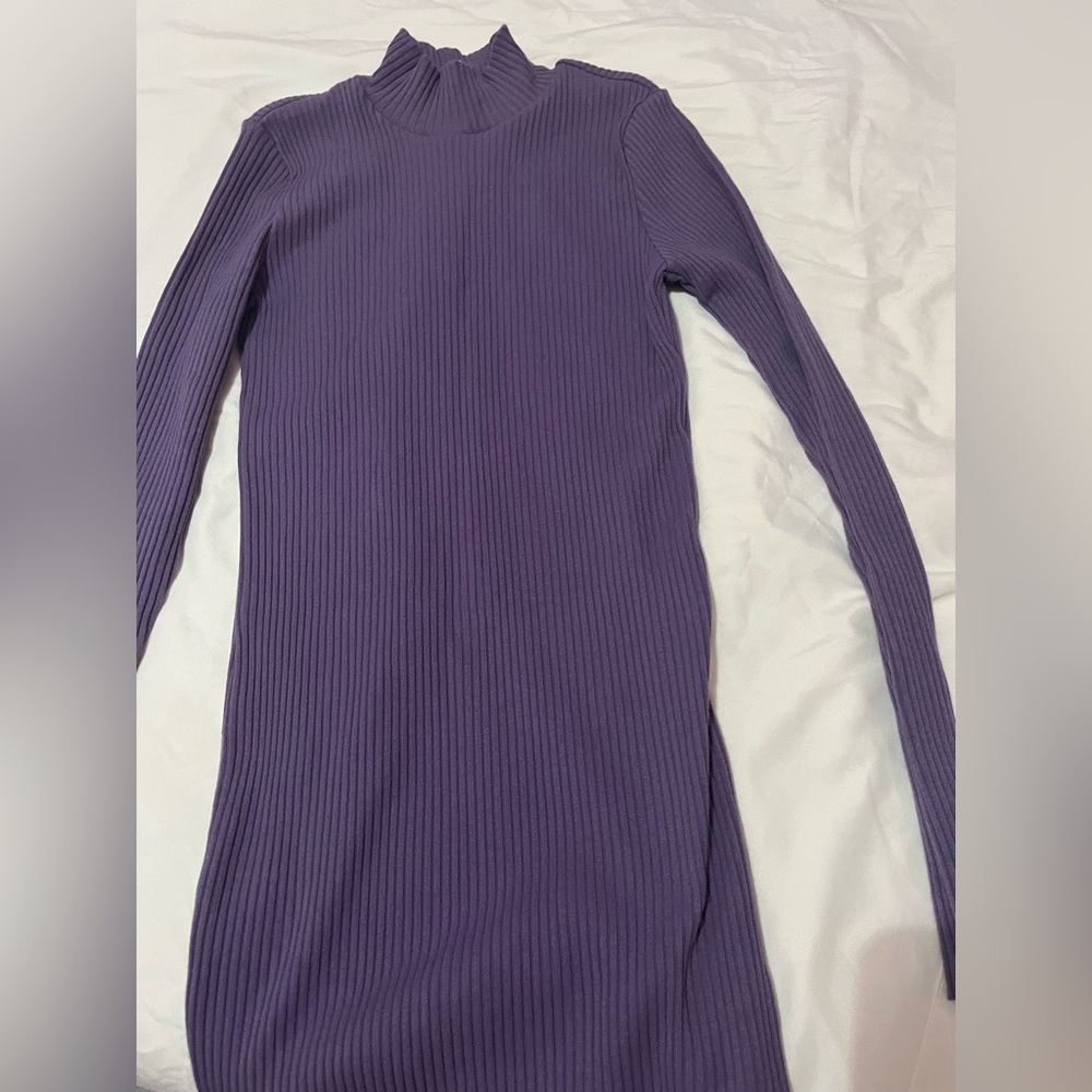 H&M PURPLE BODYCON TURTLE NECK DRESS